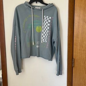 Juniors Blue Cropped Hoodie